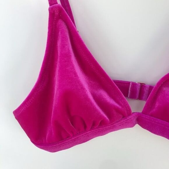 Express NWT Fuchsia Velvet Triangle Bikini Top, Size S - Picture 3 of 11
